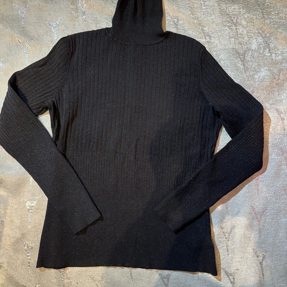 Worthington Black Ribbed Knit Top